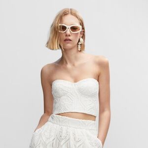 Mango Embroidered Corset Top